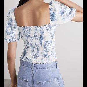 REFORMATION Puff Sleeve Scoop Neck Floral Peasant Top